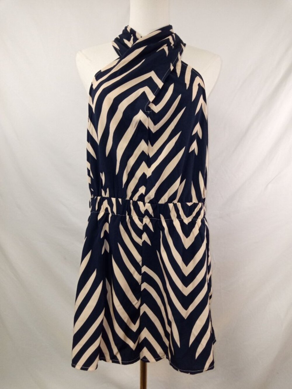 Shein Women's Navy Blue/Cream Romper Size Extra Large (1XL)